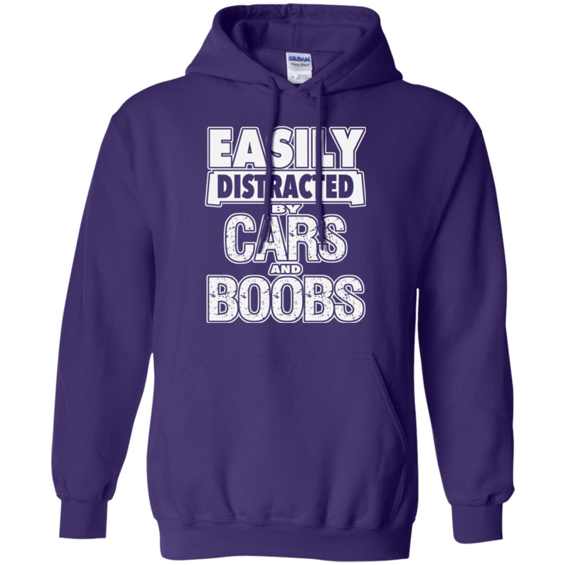 Car Lover T-shirt Easily Distracted By Cars And Boobs Purple