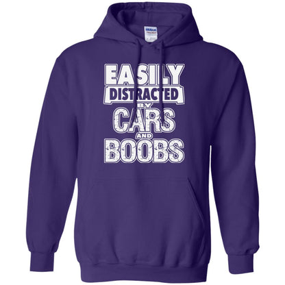 Car Lover T-shirt Easily Distracted By Cars And Boobs Purple