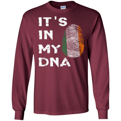 It's In My Dna Fingerprint Irish Ireland Gift Shirt Maroon