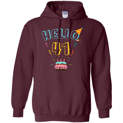 Hello 41 Forty One 41st 1977s Birthday Gift Shirt Maroon