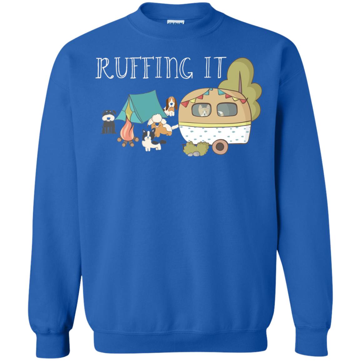 Ruffing It Camping With Dogs Camper T-shirt Royal