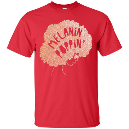 Melanin Poppin Black Beauty African Pride Rose Gold T-shirt Red