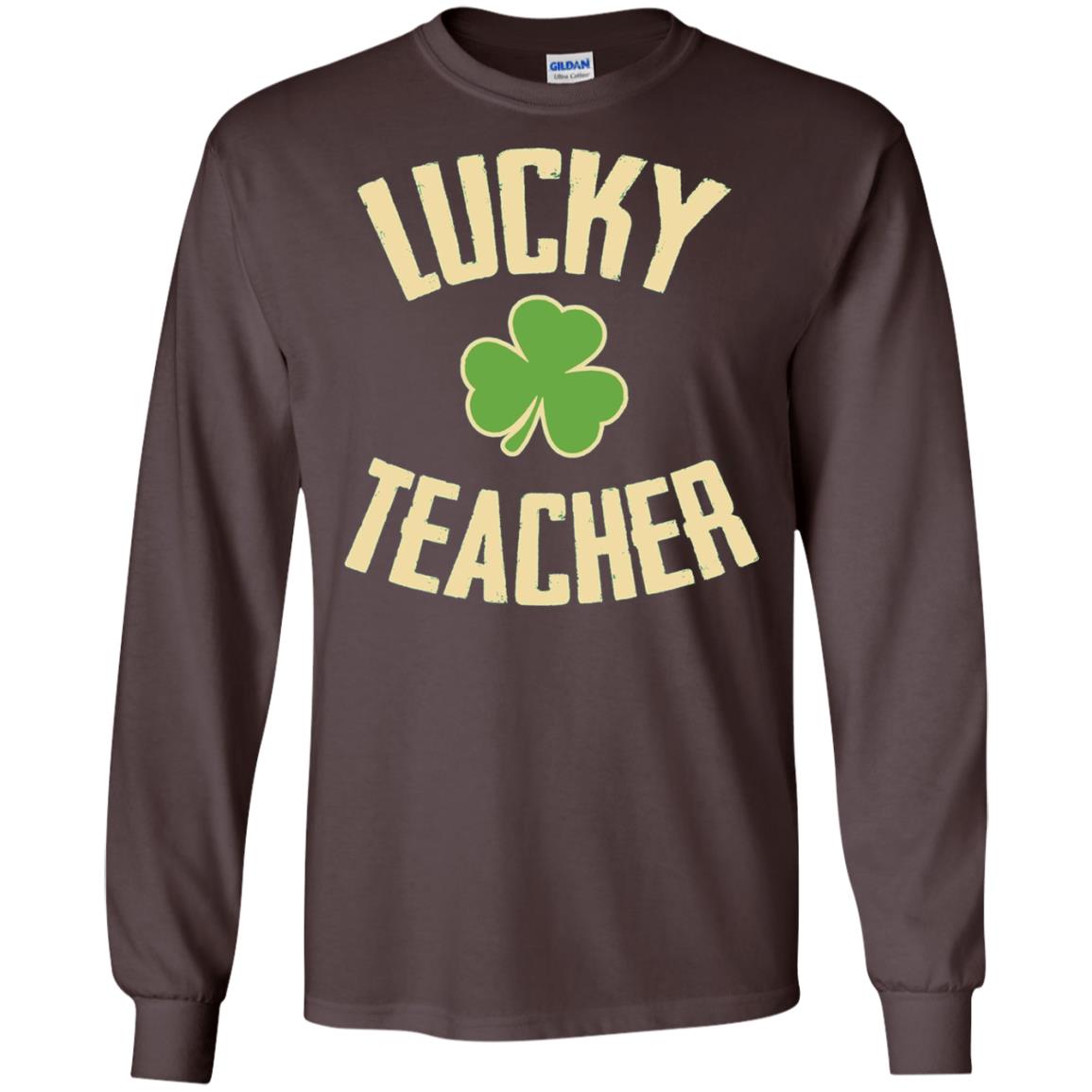 Lucky Teacher Shirt St. Patrick_s Day T-shirt Dark Chocolate