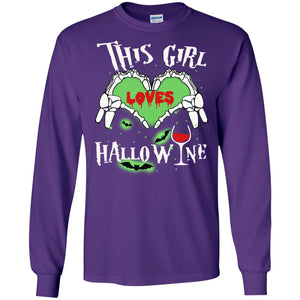 This Girl Loves Hallo-wine Funny Halloween Shirt For Wine LoversG240 Gildan LS Ultra Cotton T-Shirt