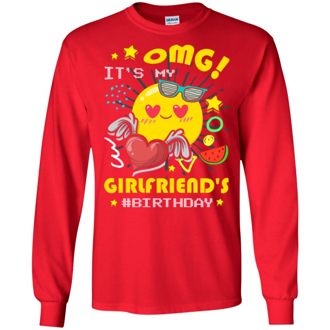 Boyfriend T-shirt Omg It's My Girlfriend's #birthday Red