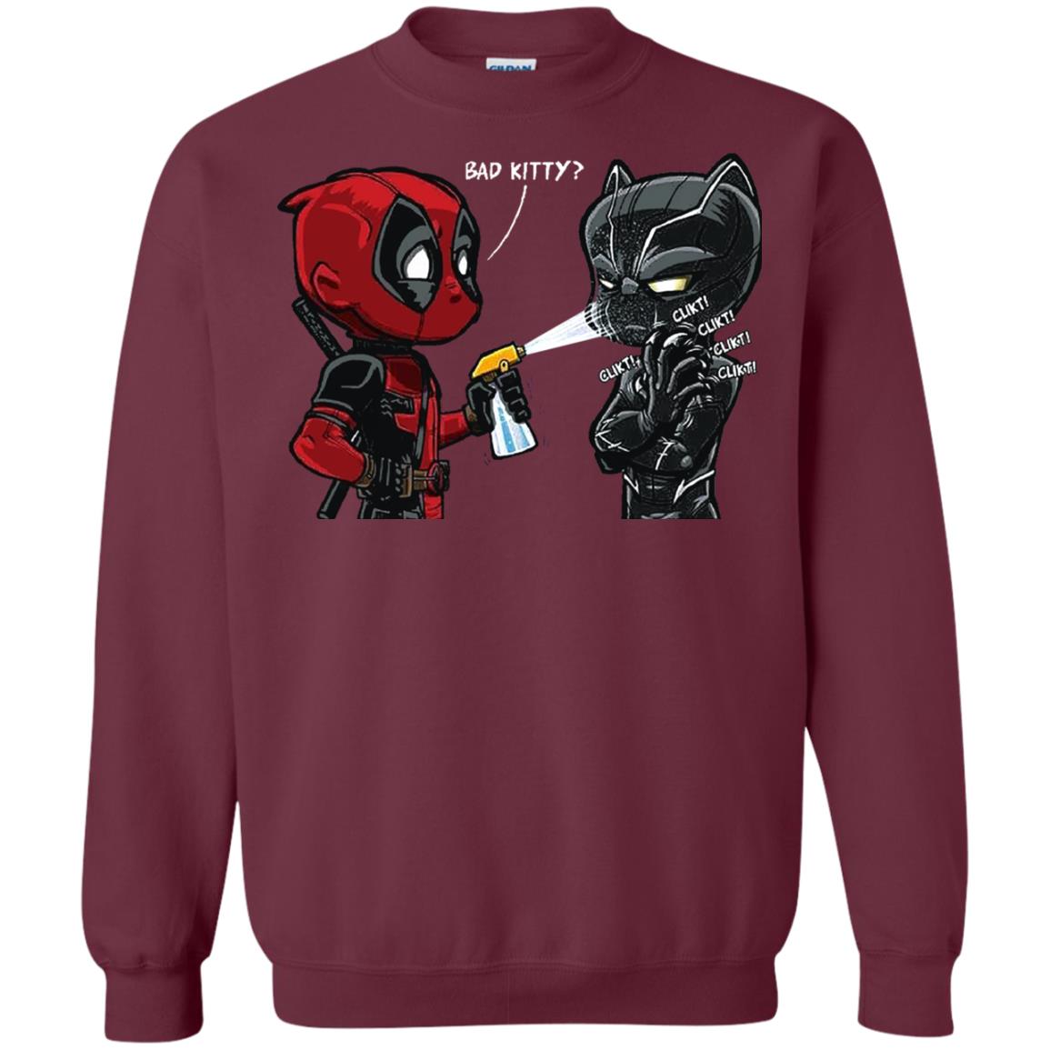 Deadpool Black Panther Bad Kitty Film Lover T-shirt Maroon