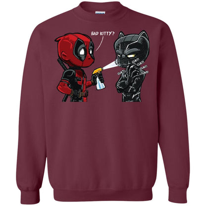 Deadpool Black Panther Bad Kitty Film Lover T-shirt Maroon
