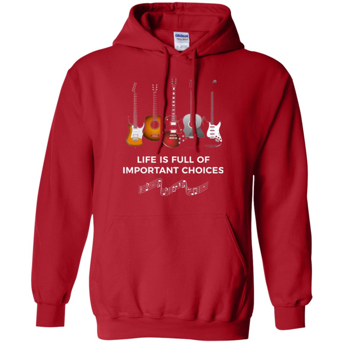 Life Is Full Of Important Choices Guitar Lover T-shirt Red