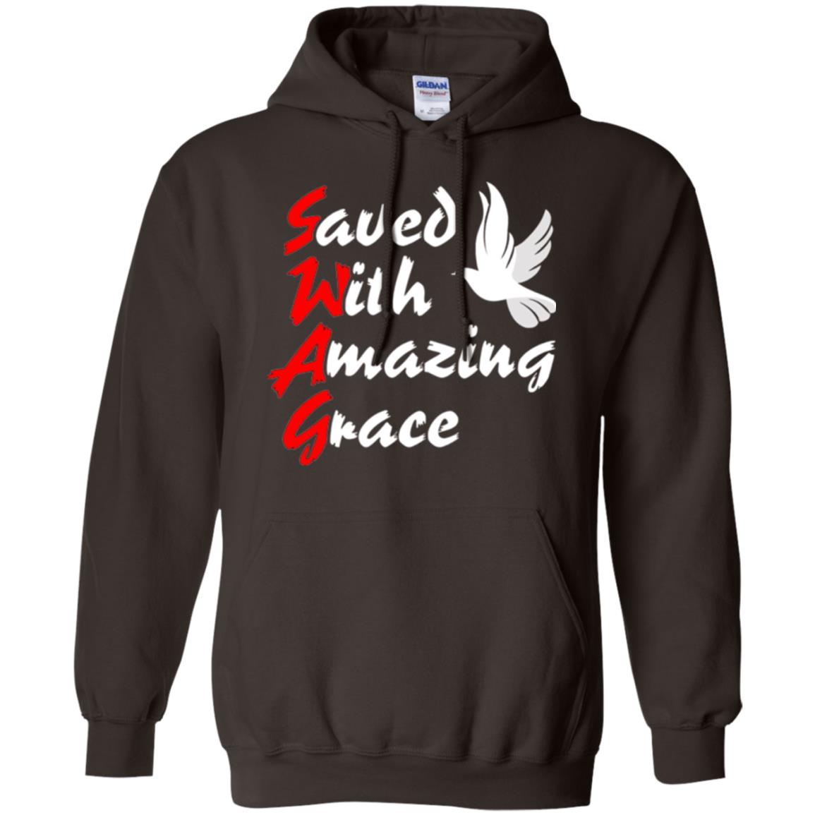 Swag T-shirt Saved With Amazing Grace Dark Chocolate
