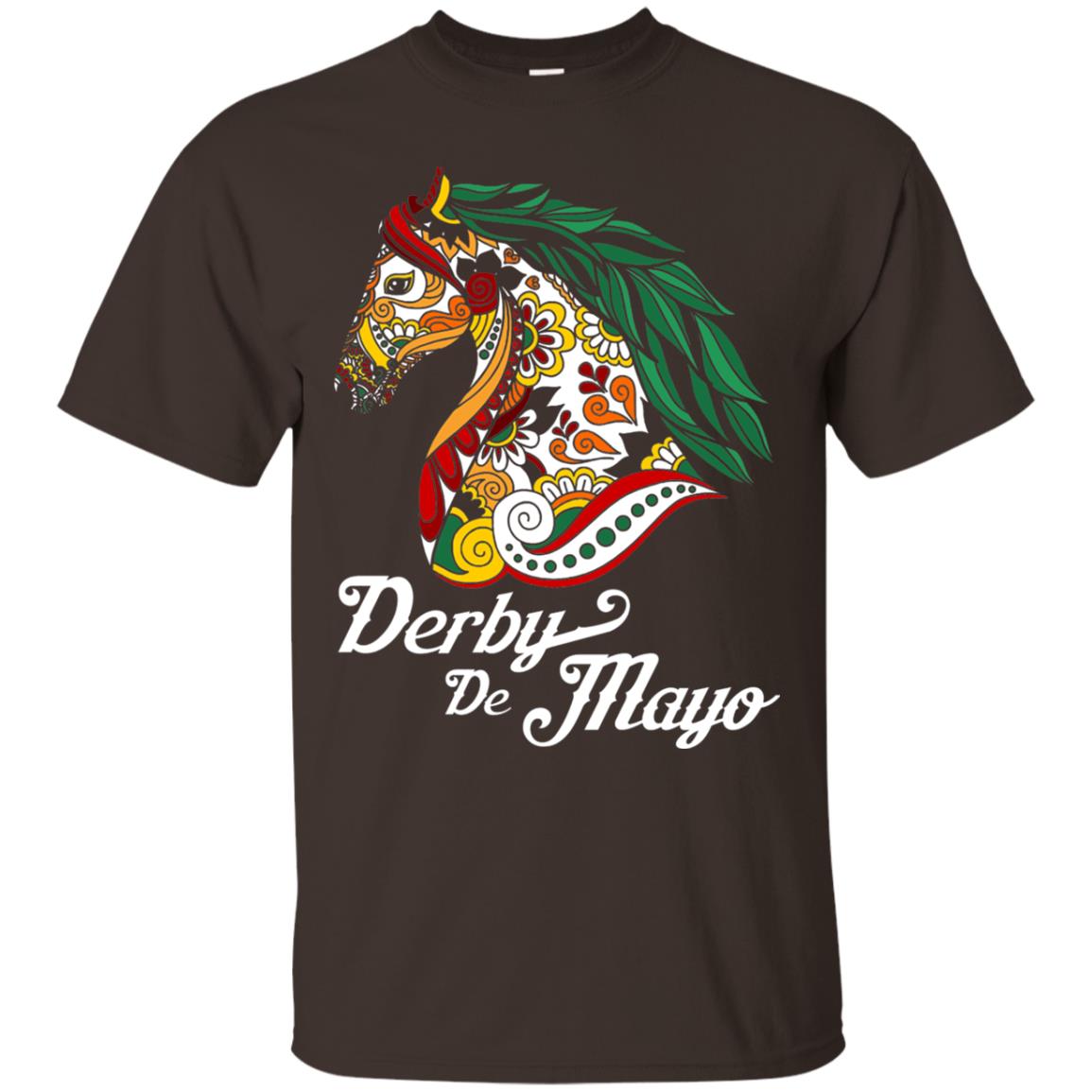 Derby Cinco De Mayo Floral Horse Race T-shirt Dark Chocolate