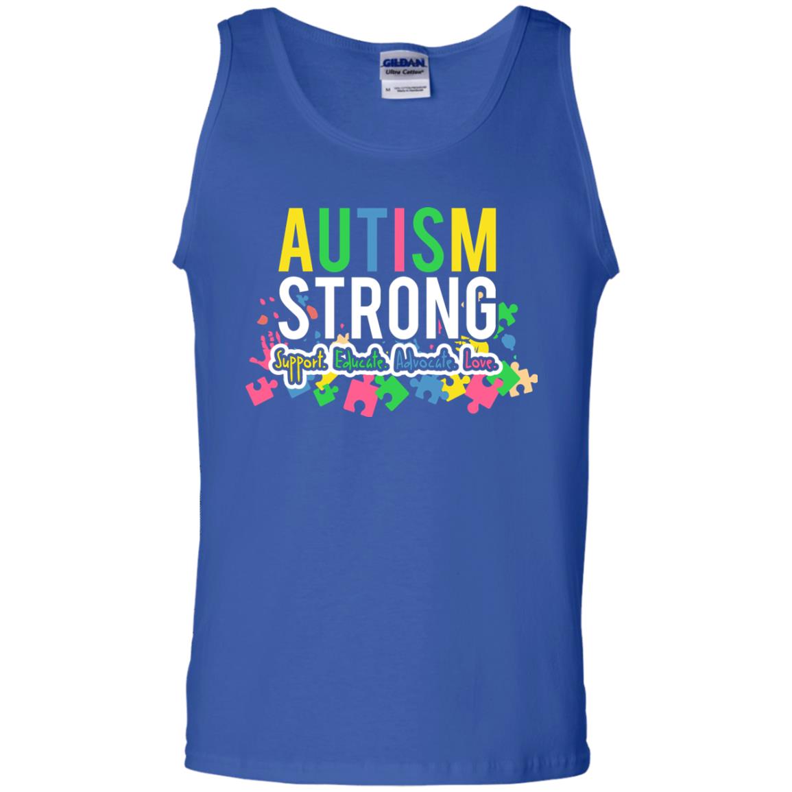 Autism Strong Support Educate Advocate Love Autism Awearness T-shirt Royal