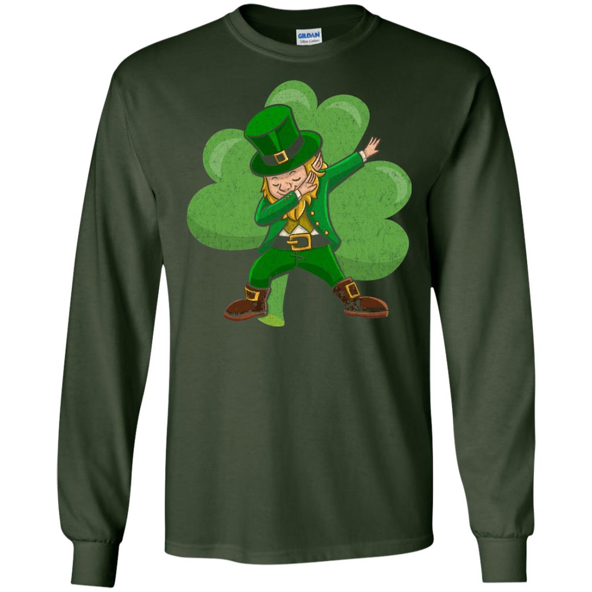 Funny Dabbing Leprechaun Shirt St Patricks Day T-shirt Forest Green