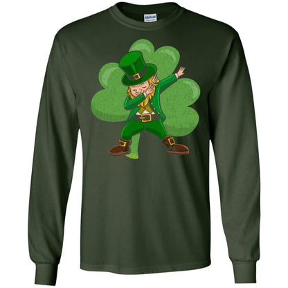 Funny Dabbing Leprechaun Shirt St Patricks Day T-shirt Forest Green