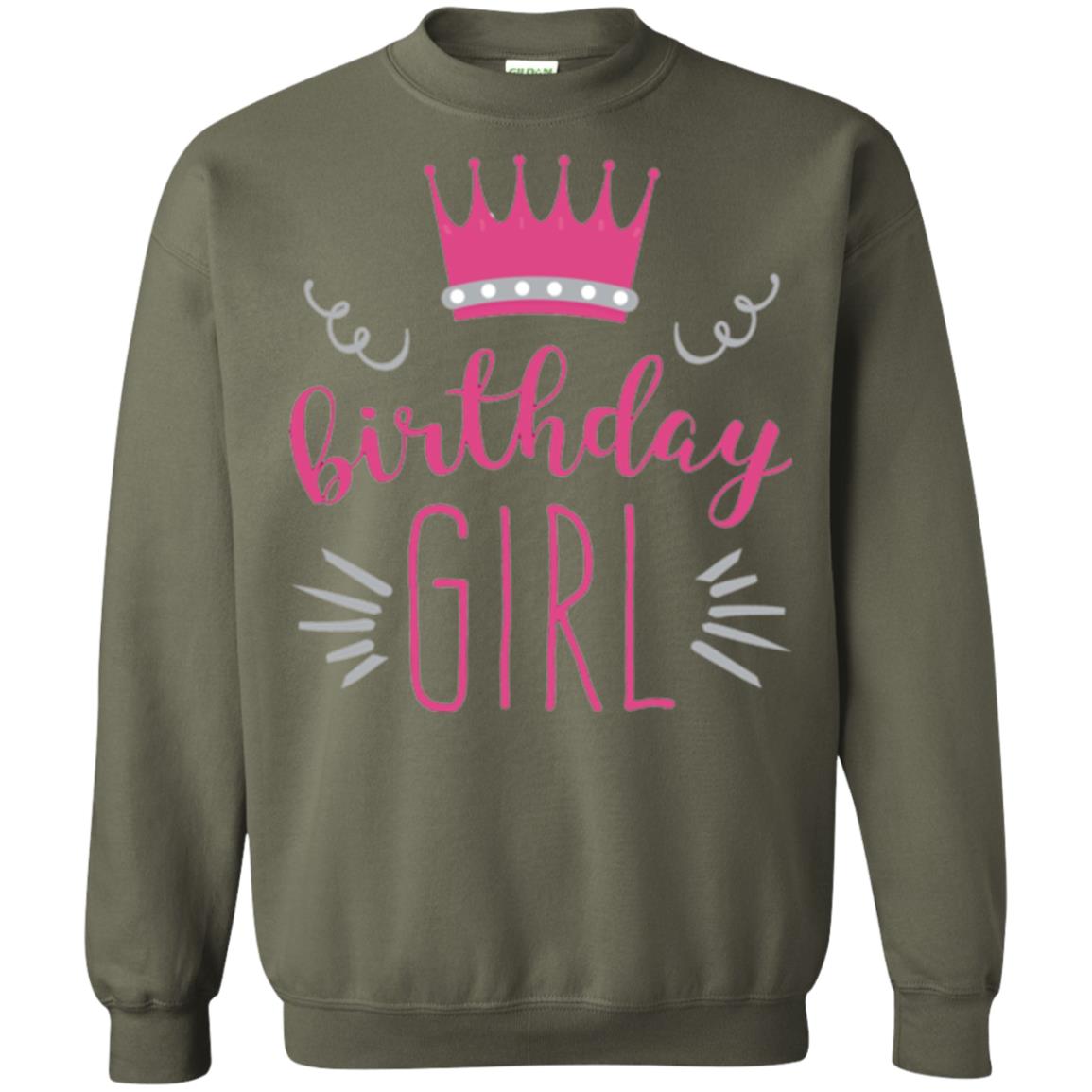 Tiara Crown T-shirt Girl_s Youth Birthday Princess T-shirt Military Green