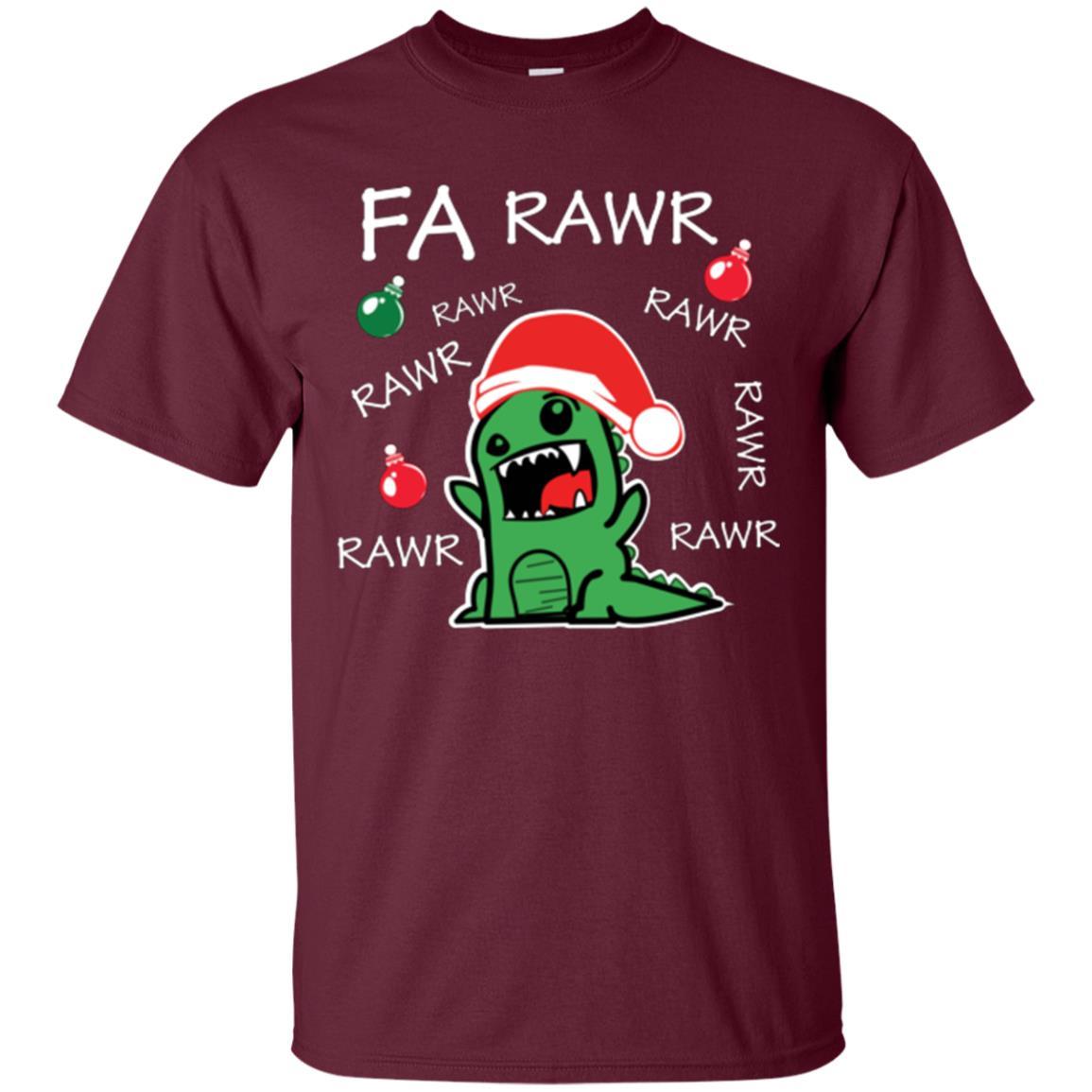 Christmas T-shirt Dinosaur Fa Rawr Maroon