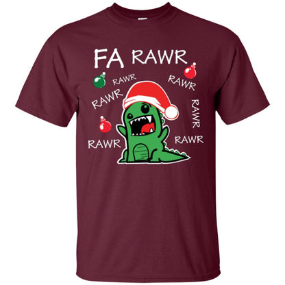 Christmas T-shirt Dinosaur Fa Rawr Maroon