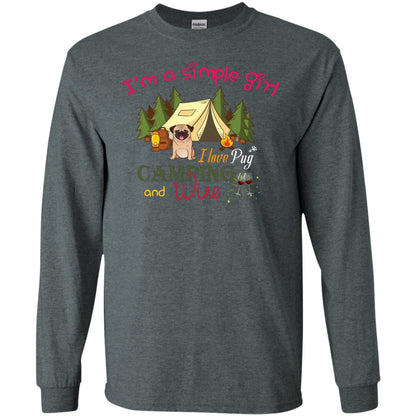 I’m A Simple Girl I Love Pug Camping And Wine Shirt Dark Heather