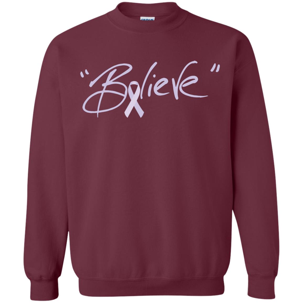 All Cancer Awareness Shirt Lavender Ribbon Believe Maroon
