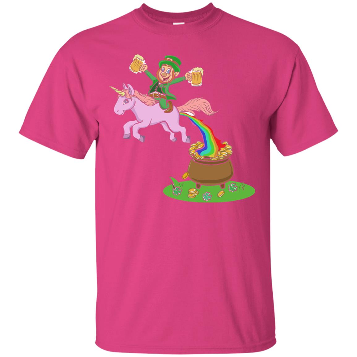 Leprechaun Riding A Unicorn Funny St Patricks Day T-shirt Heliconia