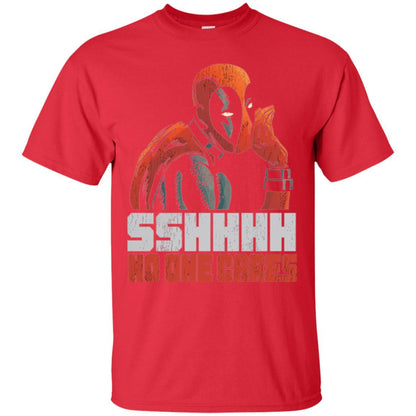Marvel Deadpool T-shirt Sshhhh No One Cares Whisper Graphic Red