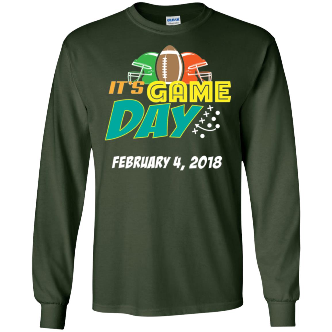 Football Lover T-shirt It_s Game Day February 4 2018 T-shirt Forest Green