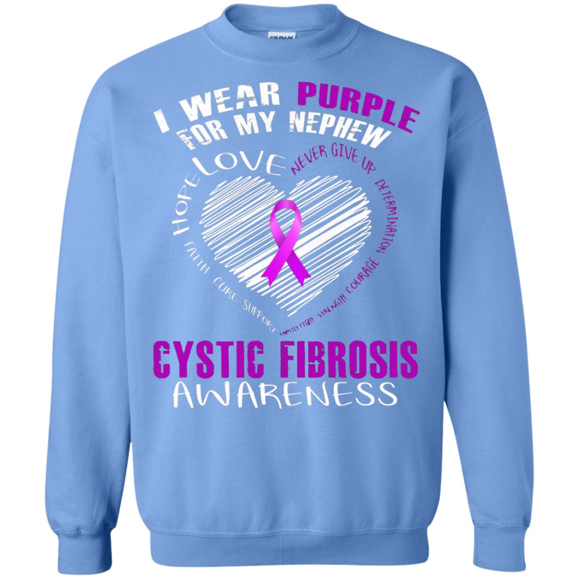 Cystic Fibrosis Awareness T-shirt I Wear Purple Carolina Blue