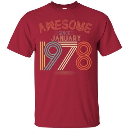 Funny 40th Birthday T-shirt Awesome Since January 1978 Cardinal