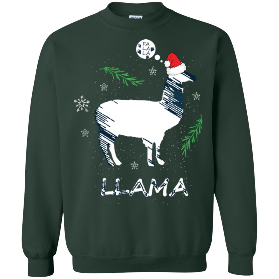 Christmas T-shirt Fa La La La Llama T-shirt Forest Green