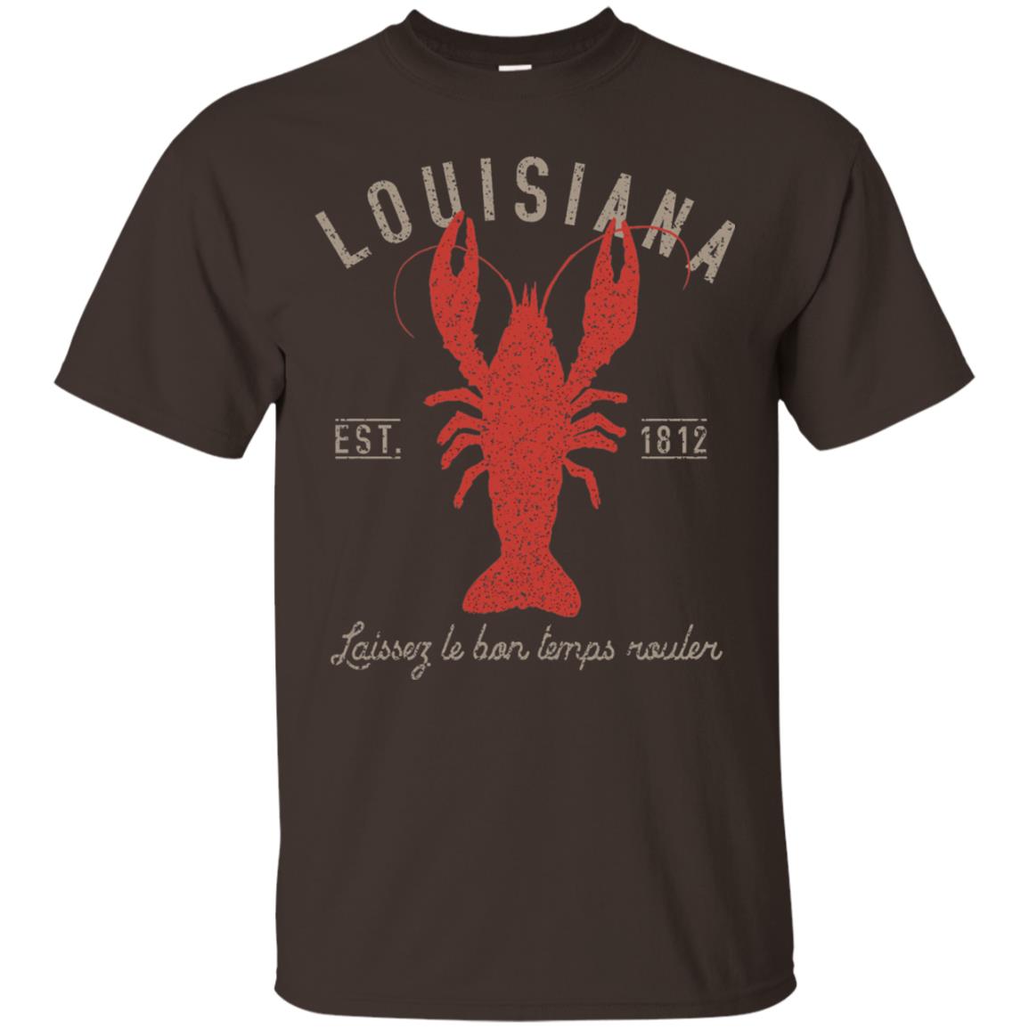 Louisiana Laissez Le Bon Temps Rouler Crawfish T-shirt Dark Chocolate