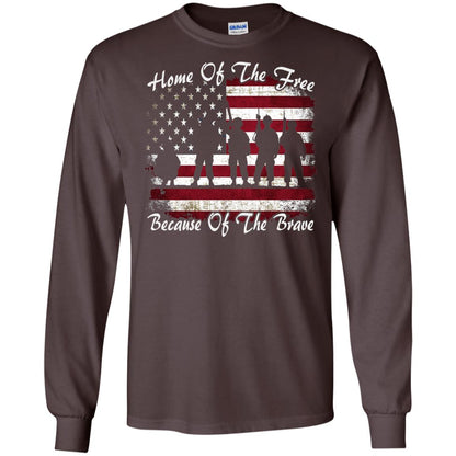Home Of The Free Because Of The Brave Flag Military Shirt Dark Chocolate
