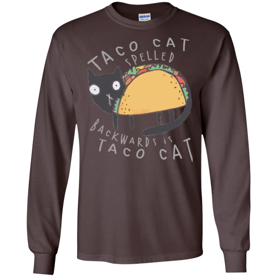 Cat Lovers T-shirt Taco Cat Spelled Backward Is Taco Cat Dark Chocolate