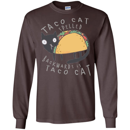 Cat Lovers T-shirt Taco Cat Spelled Backward Is Taco Cat Dark Chocolate