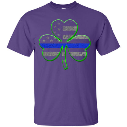 Thin Blue Line St Patrick_s Day Clover T-shirt Purple