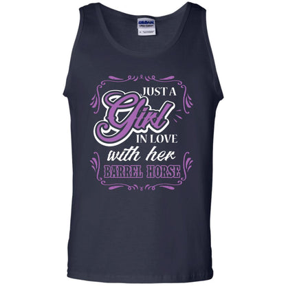 Horse Lovers T-Shirt Just A Girl In Love With Her Barrel Horse Navy