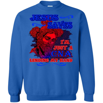 Jesus Saves I'm Just A Cna Lending My Hand Christian Gift Shirt Royal