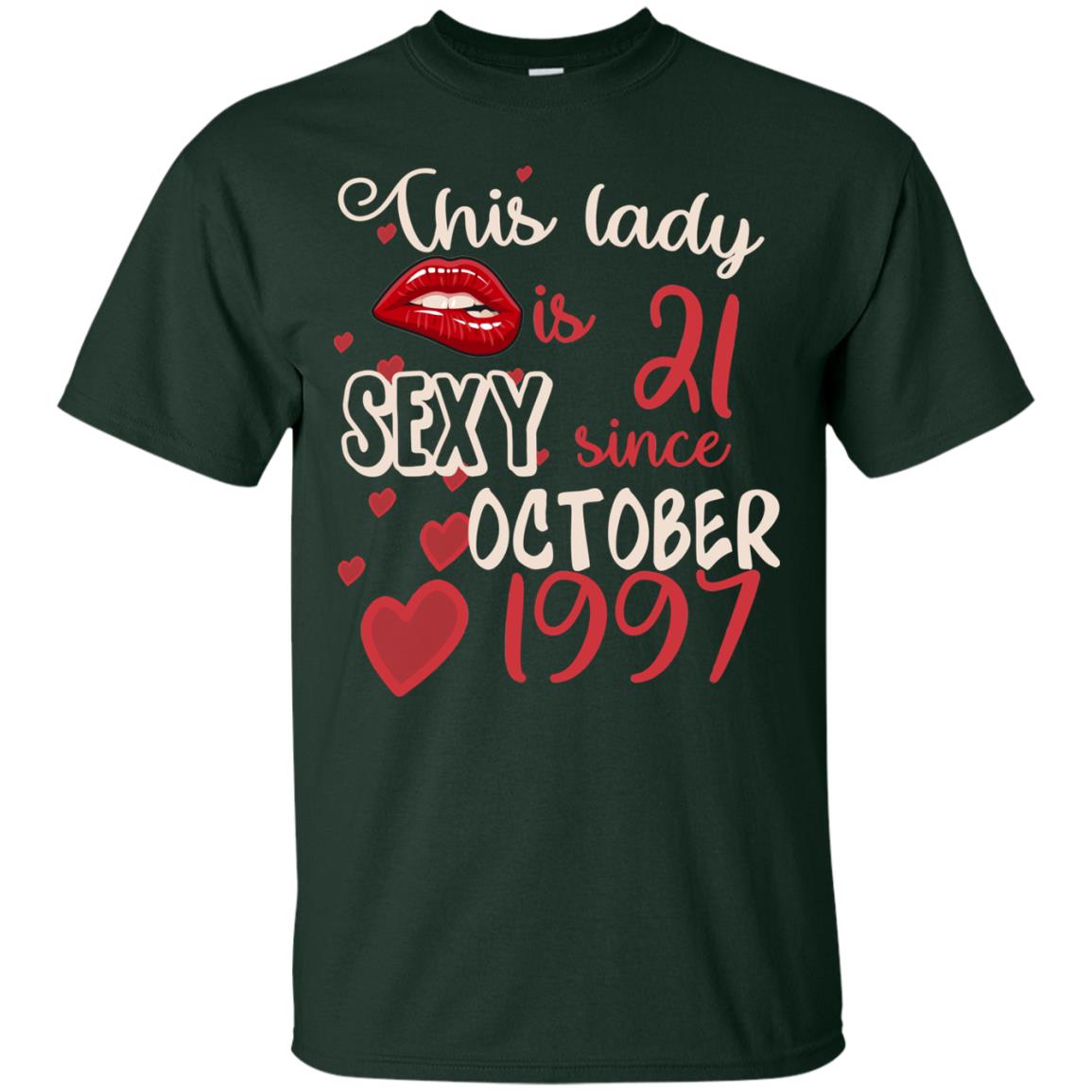 This Lady Is 21 Sexy Since October 1997 21st Birthday Shirt For October Womens Forest