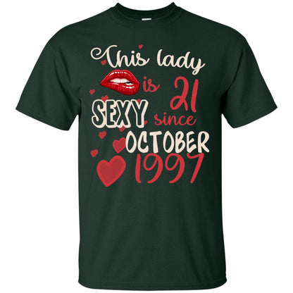 This Lady Is 21 Sexy Since October 1997 21st Birthday Shirt For October Womens Forest