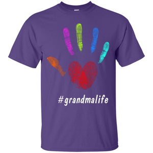 Grandma Life Fingerprint Heart Hand Grandmom Grandmother ShirtG200 Gildan Ultra Cotton T-Shirt