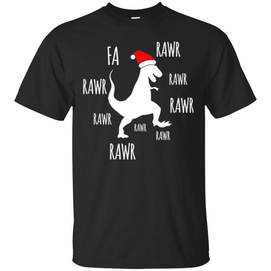 Christmas T-shirt Fa Rawr Rawr Funny T-rex Dinosaur Black