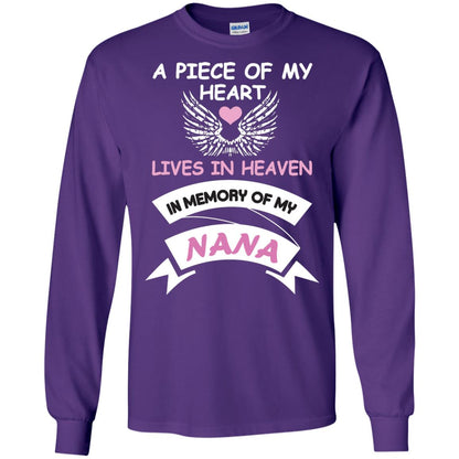 A Piece Of My Heart Lives In Heaven In Memory Of My Nana Shirt Purple