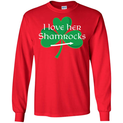 Saint Patrick_s Day T-shirt I Love Her Shamrocks Red