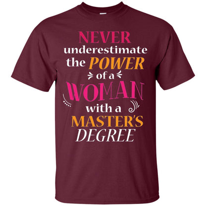 Funny Masters Degree T-shirt Never Underestimate The Power Maroon