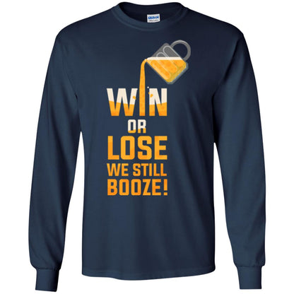 Beer Lover T-shirt Win Or Lose We Still Booze Navy