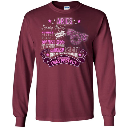 Dirty Mind Humble Caring Friend Filthy Sinner Mouth Good Heart Kind I Never Clamed I Was Perfect Aries Birthday Maroon