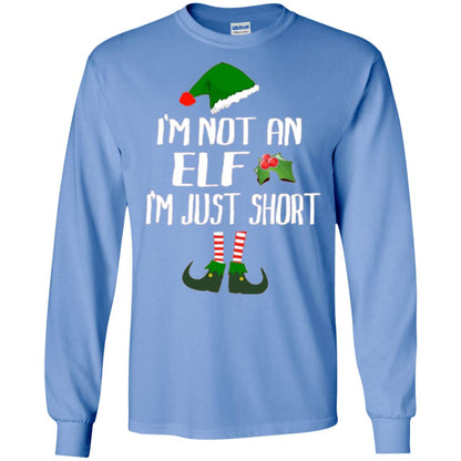 Funny Christmas T-shirt I_m Not An Elf I_m Just Short Carolina Blue