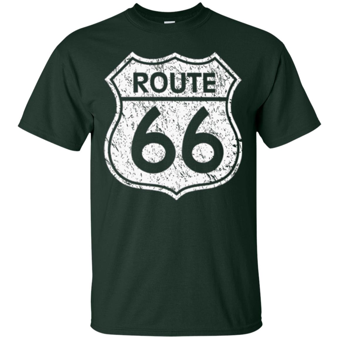 Historical Route 66 Distressed Vintage Look T-shirt Forest Green