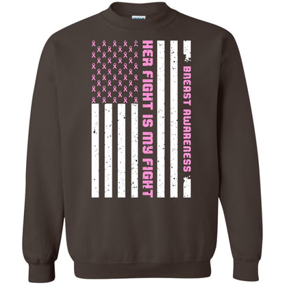 Breast Awareness His Fight Is My Fight Pink Ribbon Stars Flag Of Usa Shirt Dark Chocolate