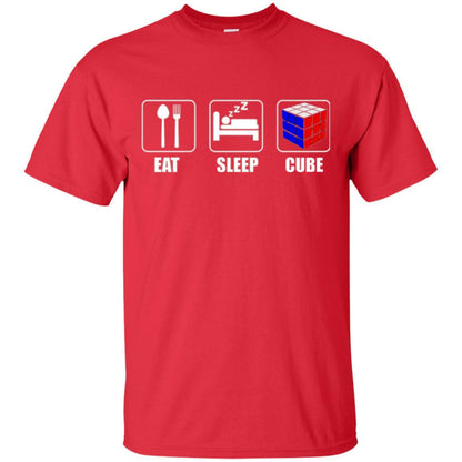 Rubik Lover T-shirt Eat Sleep Cube T-shirt Red