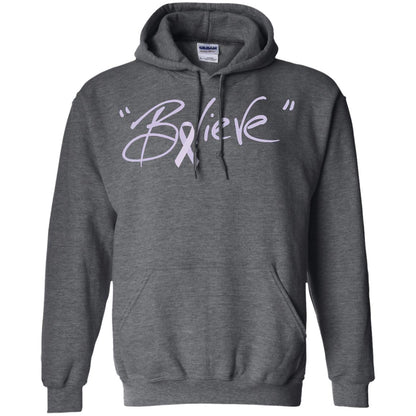All Cancer Awareness Shirt Lavender Ribbon Believe Dark Heather