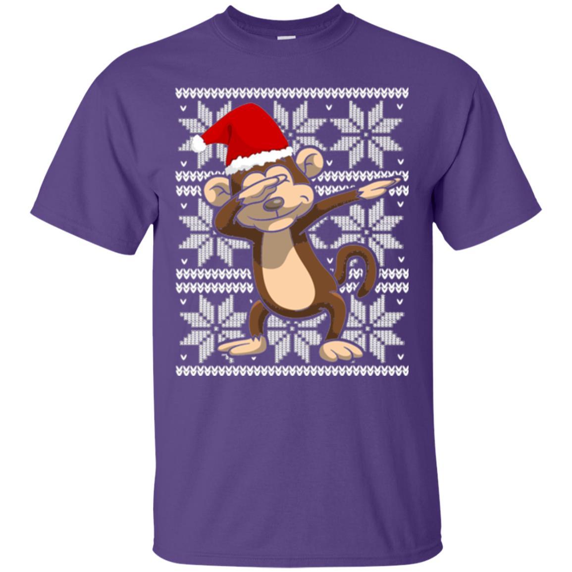 Christmas T-shirt Dabbing Monkey Purple